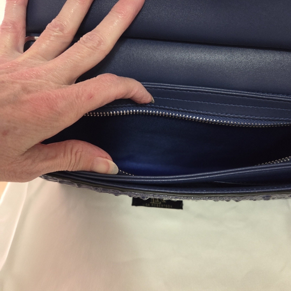 Lisa Robertson Blue Croco Embossed Clutch - Picture 5 of 9